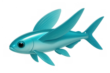 Flying fish illustration on transparent background symbolizing freedom, movement, and marine life in a realistic style