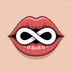 Red lips with white infinity symbol inside mouth vector