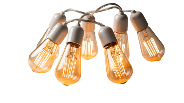 Vintage edison bulb string lights glowing warmly decoration