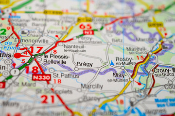 Macro map of Le Plessis Belleville and Bregy area in northern France.