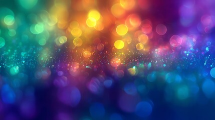 Vibrant colorful bokeh on dark black background with soft glowing round light circles, ideal for festive abstract designs, holiday backdrops, modern digital wallpapers, and creative blur light effects