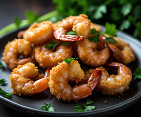 Golden crispy fried shrimp