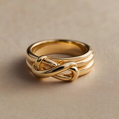 Elegant gold ring with a stylish knot design, perfect for expressing sophistication and love. It shows timeless elegance.