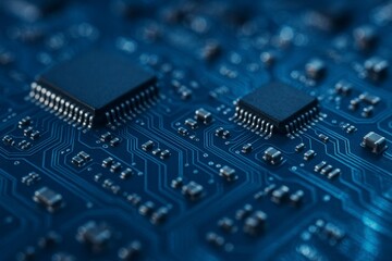 Blue PCB Macro with LED Light