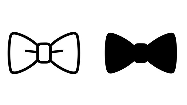 Vector illustration of bow tie, black and white, outline and silhouette