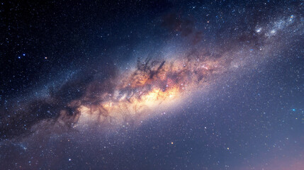 Fototapeta premium A captivating view of the milky way galaxy stretching across a dark blue night sky