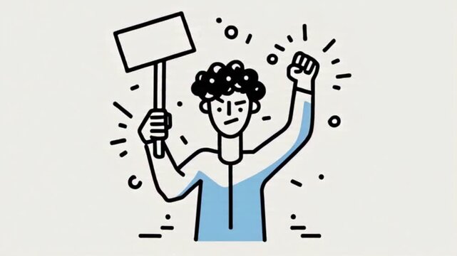 Human Rights Protest Volunteer Line Icon Animation