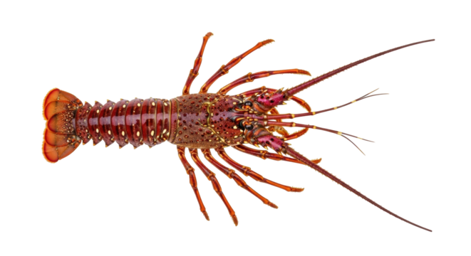 Isolated colorful spiny lobster with long antennae, sea creature for culinary concepts - Powered by Adobe