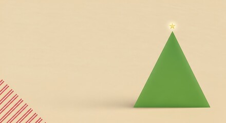 Minimalist Christmas Tree Illustration with Star on Cream Background Festive Design