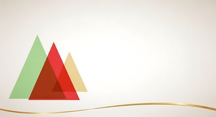 Modern Abstract Background with Colorful Geometric Triangles and Golden Ribbon