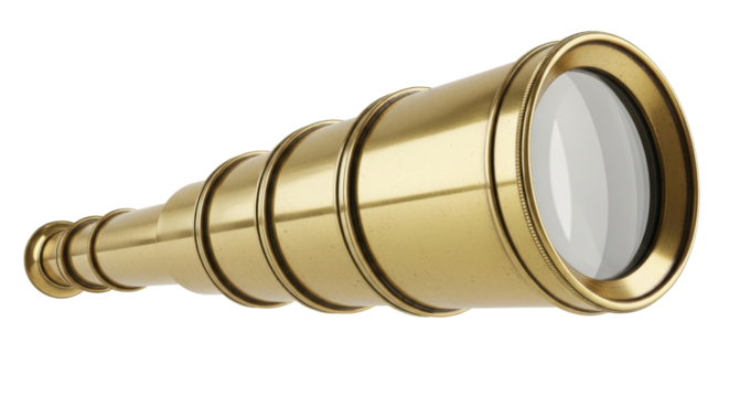 Isolated telescope showing magnification of distance with its high definition lens equipment