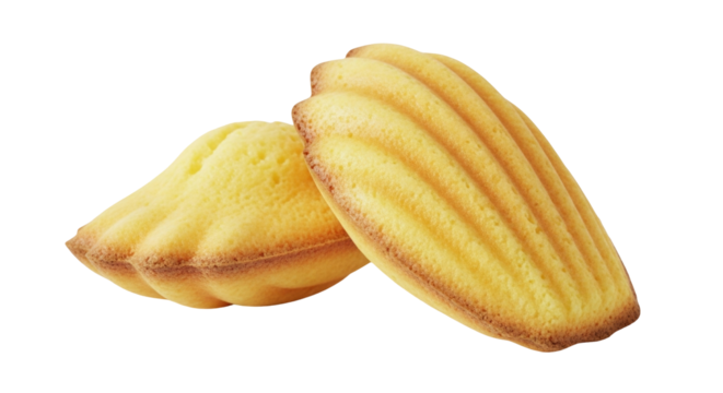Isolated French madeleine cookies ready for tea time or a bakery display, classic dessert