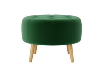 Isolated round footstool on display for furniture showroom or home interior design decor idea