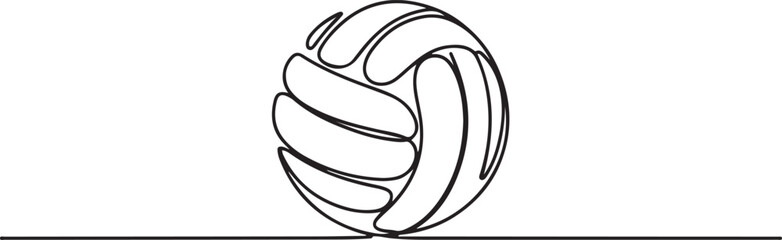 Volleyball Continuous Line Illustration, A single line drawing of a volleyball. ball for volleyball icon. Vector illustration, Volleyball drawing. one line Icon drawing