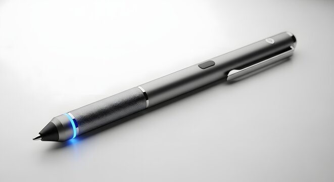 High-tech pen stylus on a clean white surface.