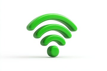 A 3D render of a wireless contactless payment symbol (curved waves). Isolated on a plain white background. Concept of digital transaction and technology.