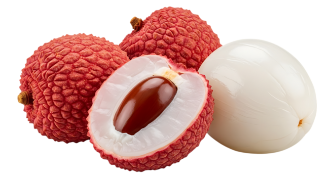 Succulent lychee fruit, a tropical delight with sweet, juicy flesh, perfect for exotic desserts, healthy snacks, and vibrant culinary creations