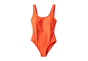 Isolated orange one-piece swimsuit showcasing a stylish and contemporary beachwear design, cutout