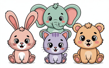 Fototapeta premium a collection of adorable cartoon animals