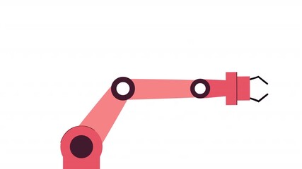 Industrial robotic arm with a gripper. Animation of the robot automaton, alpha channel. Cartoon.