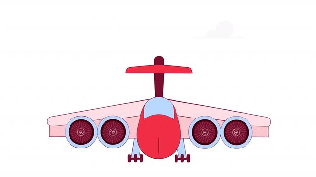 Heavy transport aircraft. Transport aircraft animation, alpha channel. Cartoon