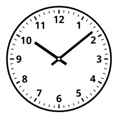 Simple vector illustration of an analog clock face with hour and minute hands, symbolizing time, schedule, planning, deadline, or punctuality. Available as vector, JPG, and high-resolution PNG file