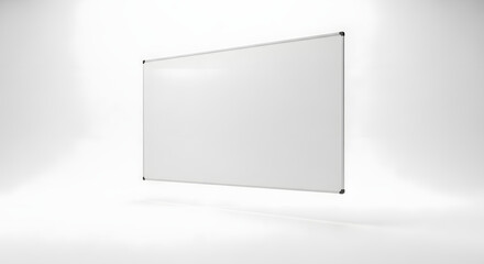 Blank Canvas: A minimalist presentation, with a starkly clean, empty whiteboard, stands ready to capture innovative ideas. Perfect for illustrating concept