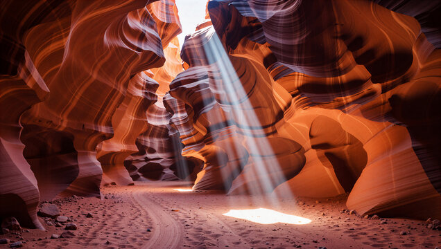 Sunlight beams through slot canyon antelope canyon landscape photography natural environment wide angle nature's splendor