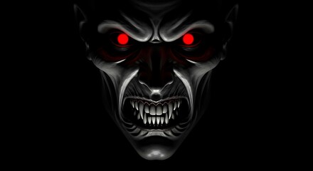 Dark Demon Face With Glowing Red Eyes