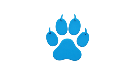 Isolated Blue Paw Print Illustration Icon, Cute Graphic Design, Animal, Cartoon, Nature, Kid, Playful