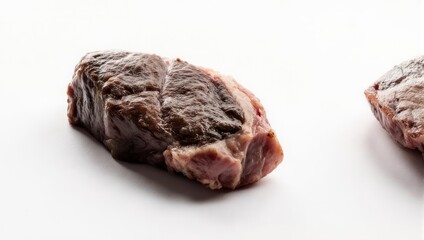 Obraz premium Raw Chuck Eye Steaks on White Background, Ready to Cook.