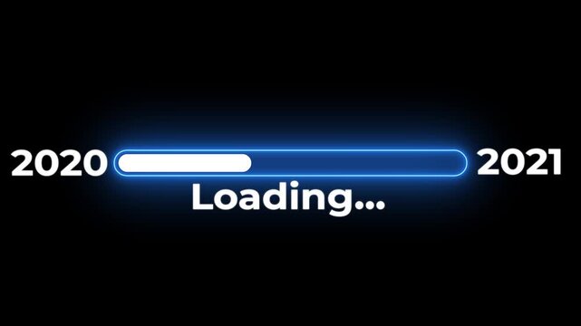 New year 2021 loading bar animation Year changing from 2020 to 2021.Loading bar from 2020 to 2021 new year transfer animation.Advance happy new year.