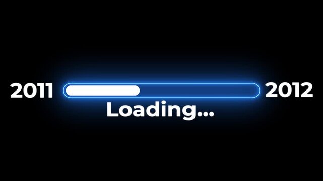 New year 2012 loading bar animation Year changing from 2011 to 2012.Loading bar from 2011 to 2012 new year transfer animation.Advance happy new year.