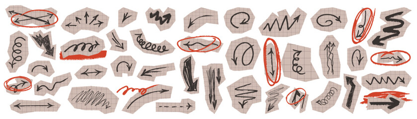 Comic paper collage bundle with hand drawn arrows and doodle elements.
