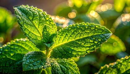 Close up of fresh mint leaves
