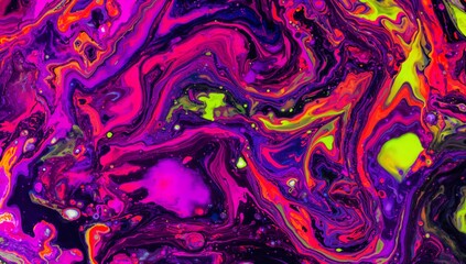 Vibrant Neon Psychedelic Abstract Fluid Art Marbling