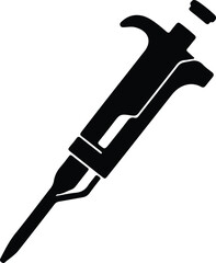 Illustration automatic pipette laboratory tool black silhouette vector