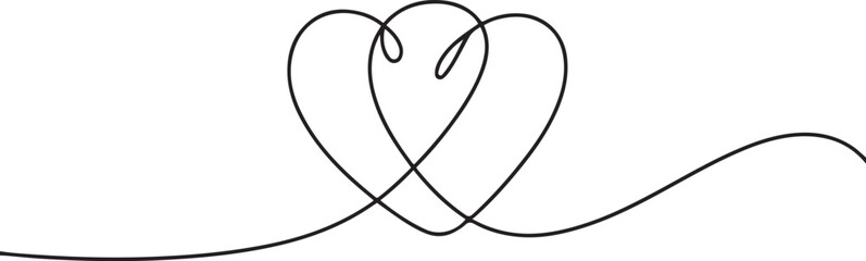 Hearts. Continuous line art drawing. Friendship concept. Best friend forever. one line Icon drawing