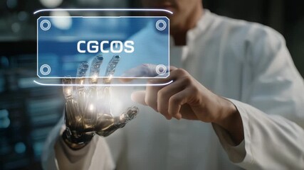 Close-up of surgeon guiding robotic instruments via holographic interface with team monitoring vitals remotely — representing precision medical technology, global surgical teamwork, and advanced - Powered by Adobe