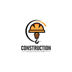 Building repair and excavator construction logo design template
