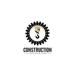 Building repair and excavator construction logo design template