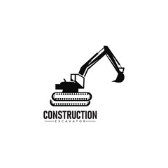 Building repair and excavator construction logo design template