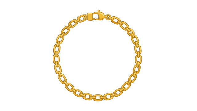 A gold chain bracelet with an oval link pattern