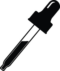 Illustration Medicine dropper pharmaceutical tool in black and white silhouette vector