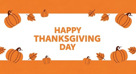 A festive autumn banner with a frame of pumpkins and falling leaves for the Thanksgiving holiday celebration. Vector graphic illustration