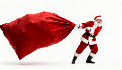 Santa Claus Pulling Large Red Gift Sack
