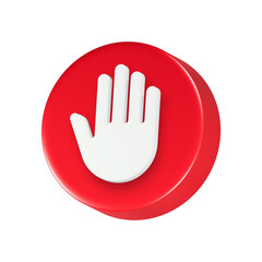 Obraz premium 3d rendering icon stop hand in red button