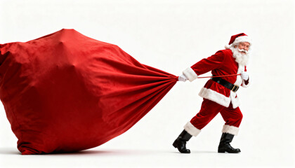 Santa Claus Pulling Large Red Gift Sack