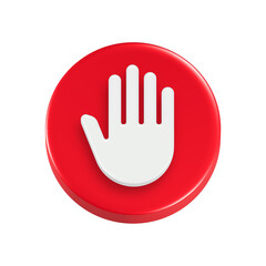 Fototapeta premium 3d rendering icon stop hand in red button