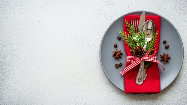 Elegant Christmas Table Setting with Festive Decor
